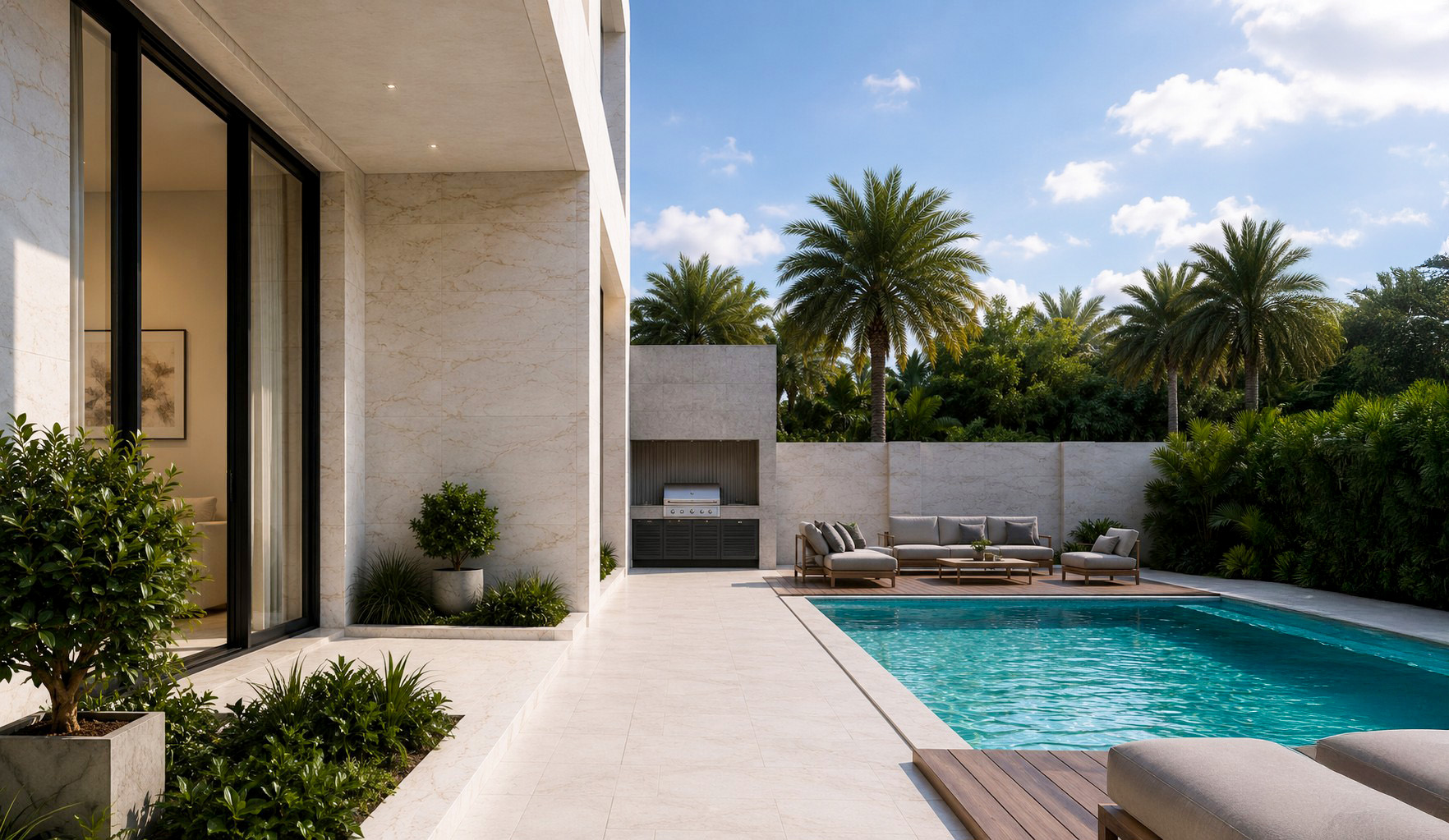 Private Villa pool and outdoor lounge area