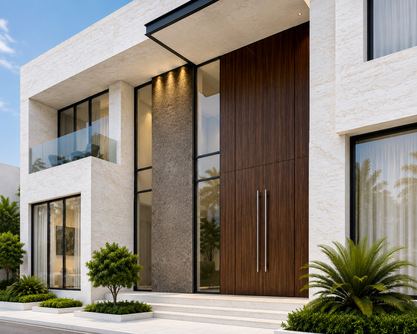Close view of the Private Villa entrance facade