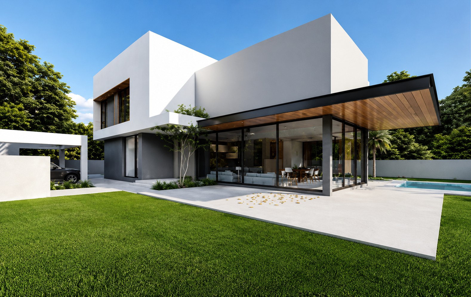 Wadi Al Shabak Private Villa rear facade beside the pool