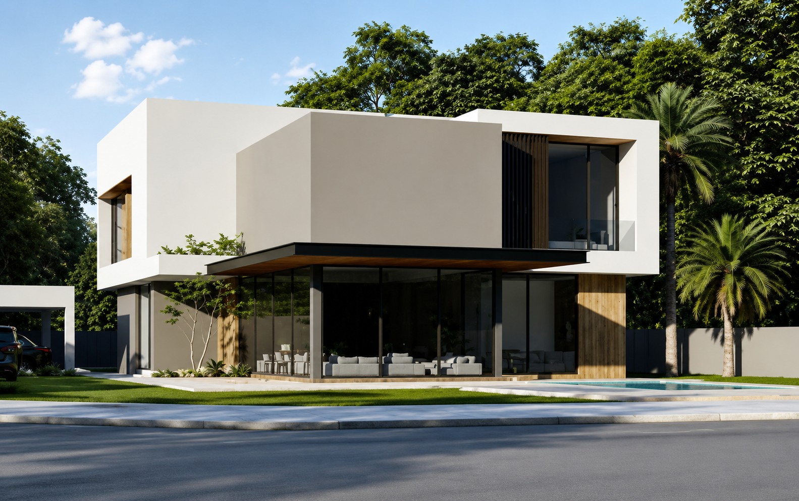Modern Private Villa exterior in Wadi Al Shabak, Dubai UAE
