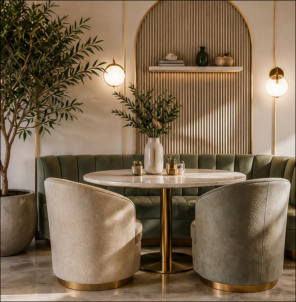Sofia Cafe seating and service counter detail