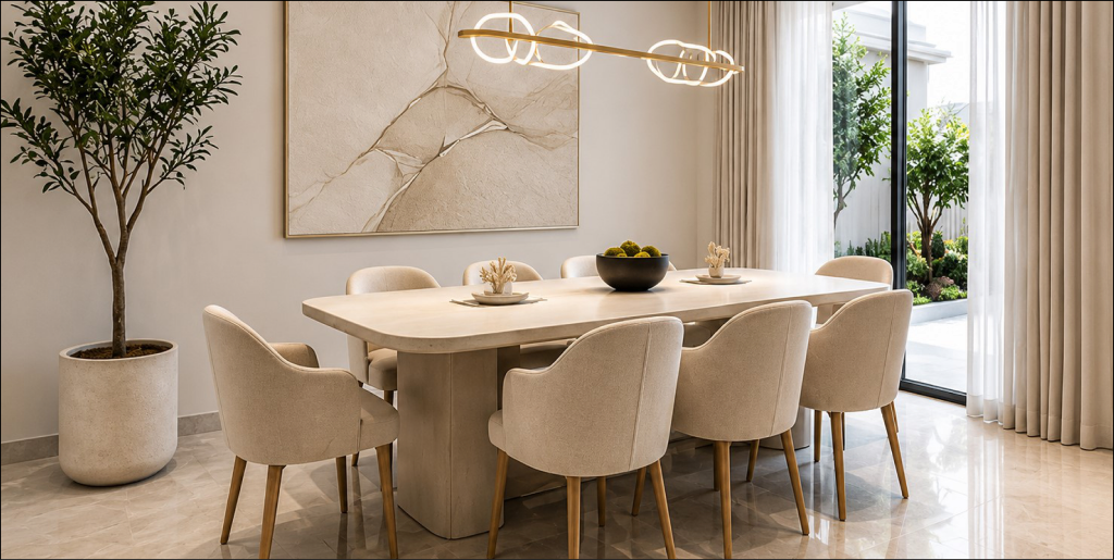 Tilal Al Ghaf Villa Modern Luxury open living and dining area