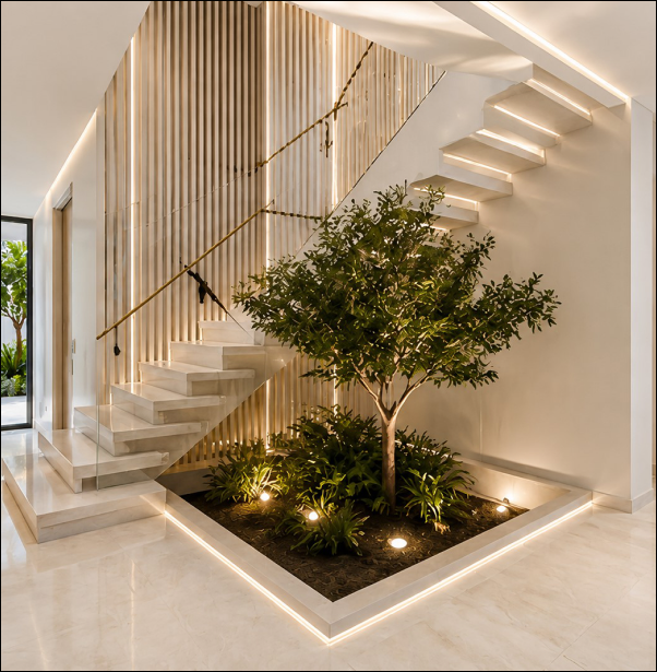 Tilal Al Ghaf Villa Modern Luxury staircase and corridor detail